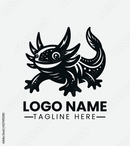 Cute Axolotl Mascot Logo Design, Water Baby Logo, Mexican Salamander Mascot