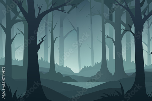 misty morning in the forest