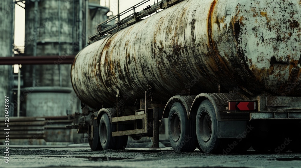 Rusty Industrial Tanker Truck at a Factory - A Robust Image of Heavy Machinery Rusty Industrial Tanker Truck at a Factory - A Robust Image of Heavy Machinery