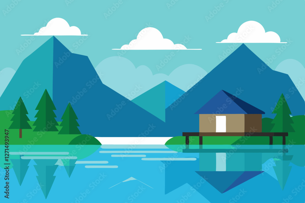 Naklejka premium winter landscape with mountains