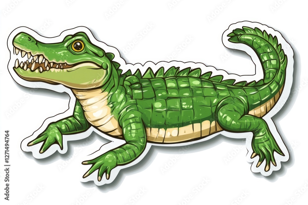 Fototapeta premium This artistic depiction of a crocodile showcases a playful character style, bringing its detailed features to life, symbolizing creativity and the richness of wildlife art.