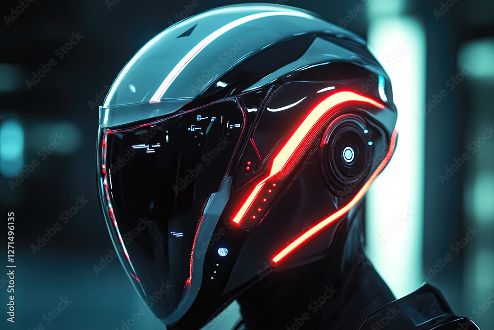Futuristic Cyberpunk Helmet with LED Lights Futuristic Cyberpunk Helmet with LED Lights
