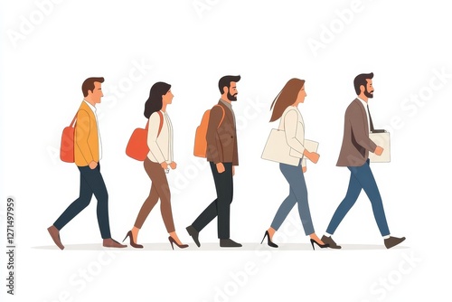 Creative Business People Walking With Manager, 
