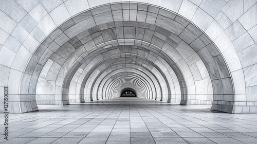 Arched marble walkway, perspective, light, design, architecture