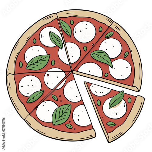Italian Margherita Pizza with Mozzarella and Basil Isolated. Perfect for: Italian food festivals, pizza night, casual dining spots, Mediterranean cuisine promotions