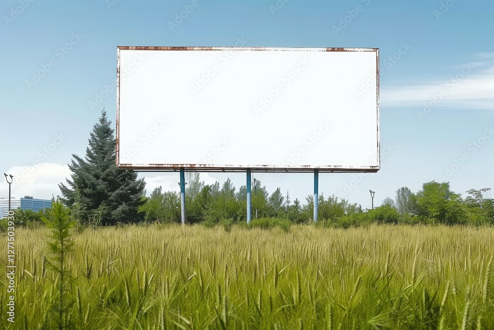 Empty billboard in a green field Empty billboard in a green field