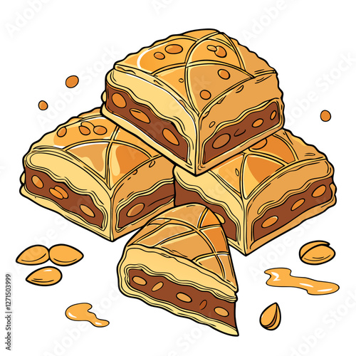 Turkish Baklava with Nuts and Honey Syrup. Perfect for: Turkish dessert promotions, Middle Eastern sweet festivals, pastry lovers