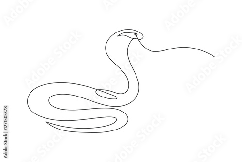 Snake continuous one line drawing and minimalist style isolate outline vector icon