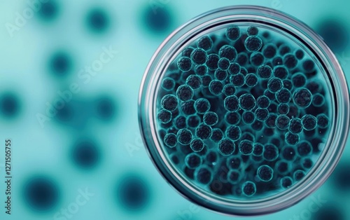 Microscopic view of dark impurities dissolving into clear liquid under UV cleansing, gut health technology, futuristic concept