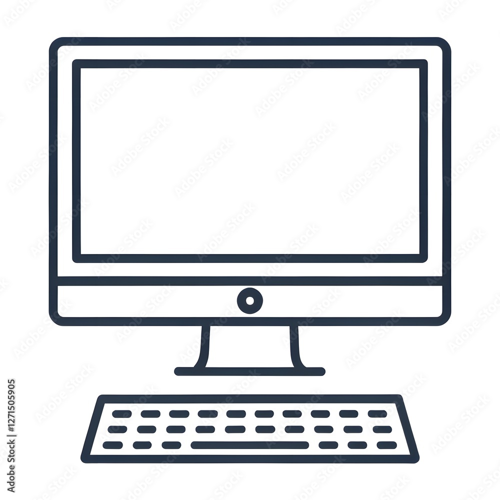computer keyboard line art flat design.