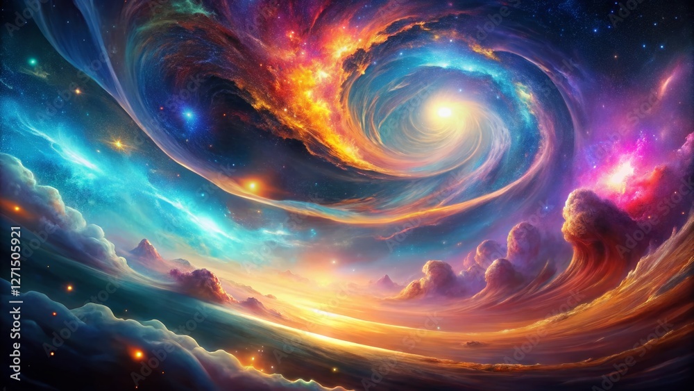 Obraz premium Abstract Gravity Wave Background: Cosmic Nebula Texture, Swirling Energy, Space Art
