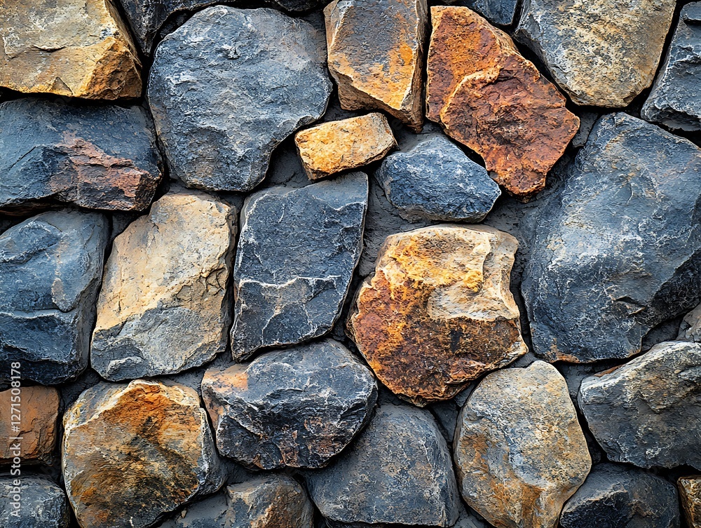 Close-Up View of an Irregularly Shaped and Textured Stone Wall Surface Close-Up View of an Irregularly Shaped and Textured Stone Wall Surface