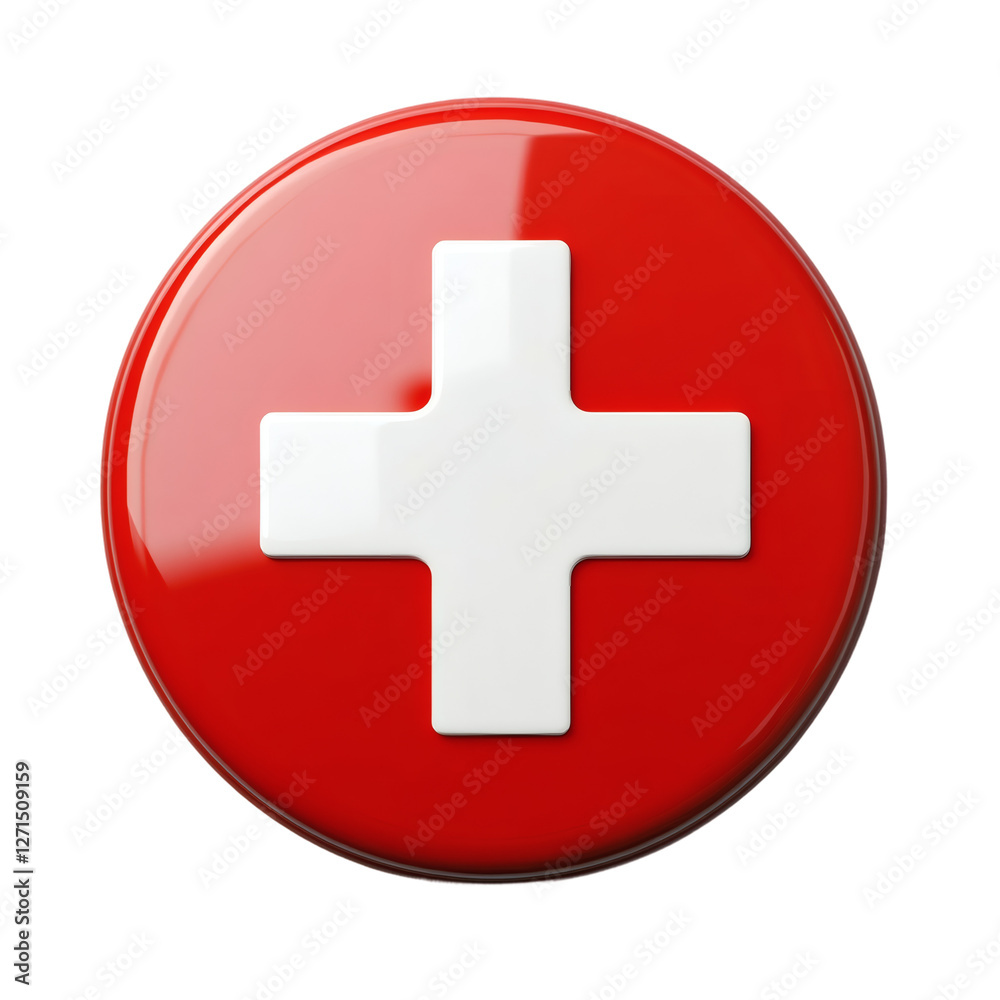Red button with plus sign isolated on a transparent background Red button with plus sign isolated on a transparent background