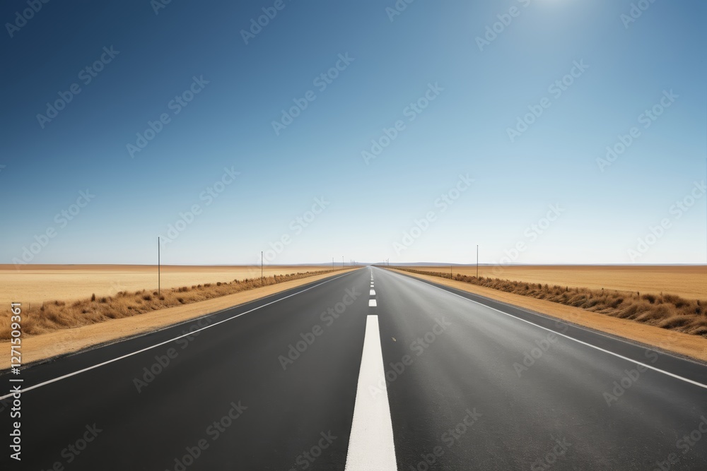 there is a long empty road with a white line on the side there is a long empty road with a white line on the side