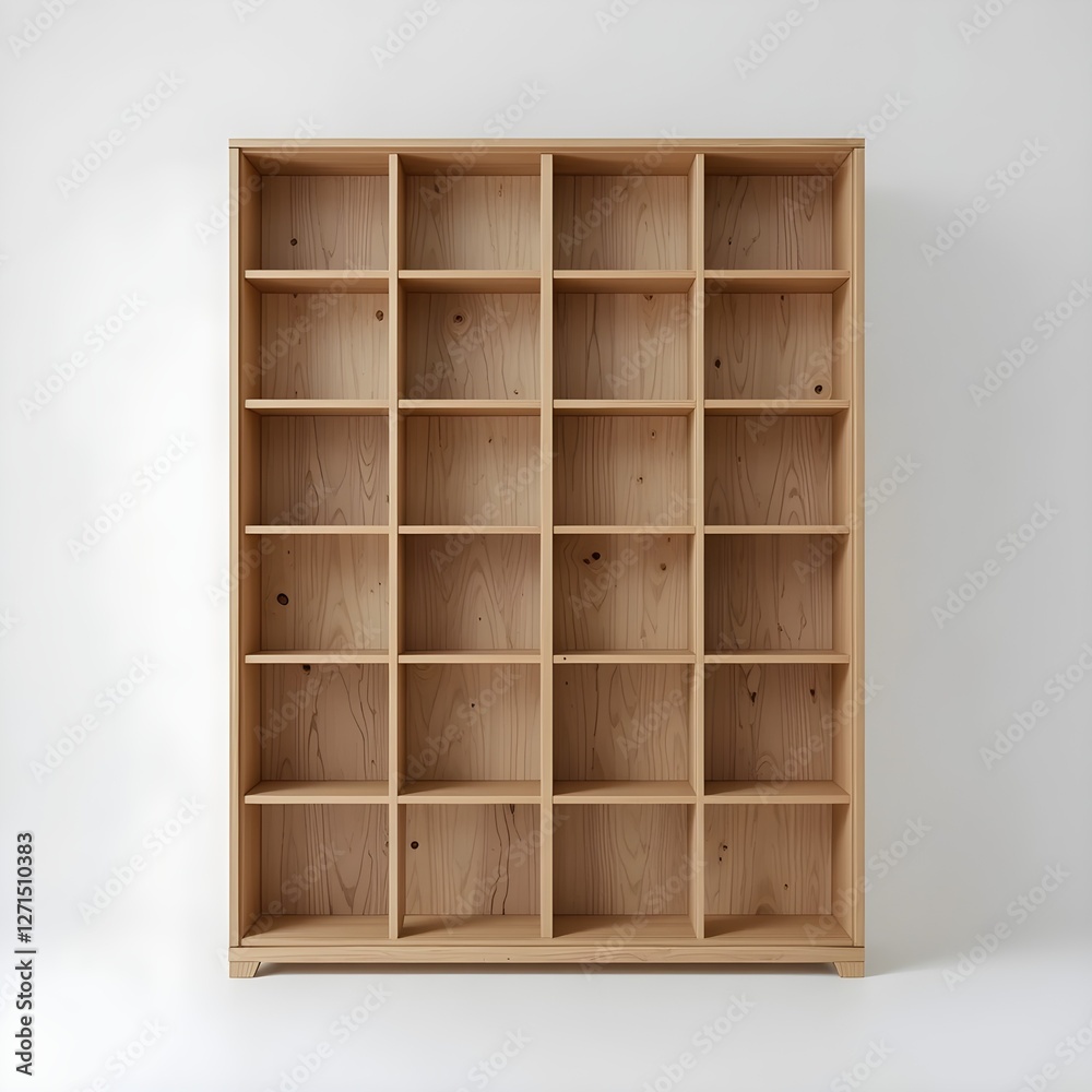 Flat-pack bookshelf on a white background. Generative AI Flat-pack bookshelf on a white background. Generative AI