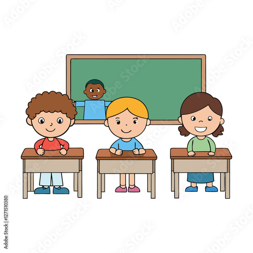 Cheerful pupils with backpacks and books, ready for a day of learning. They walk together, full of curiosity, excitement, and a love for knowledge and new adventures.
