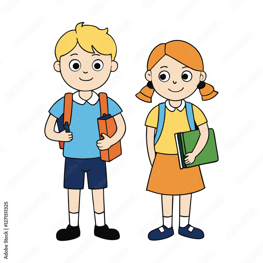 Cheerful pupils with backpacks and books, ready for a day of learning. They walk together, full of curiosity, excitement, and a love for knowledge and new adventures. Cheerful pupils with backpacks and books, ready for a day of learning. They walk together, full of curiosity, excitement, and a love for knowledge and new adventures.