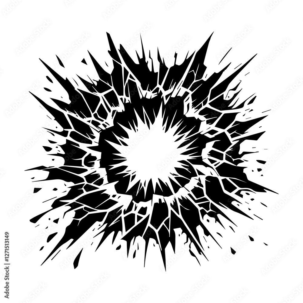 Crack and black hole in the wall or on the ground vector flat design Crack and black hole in the wall or on the ground vector flat design