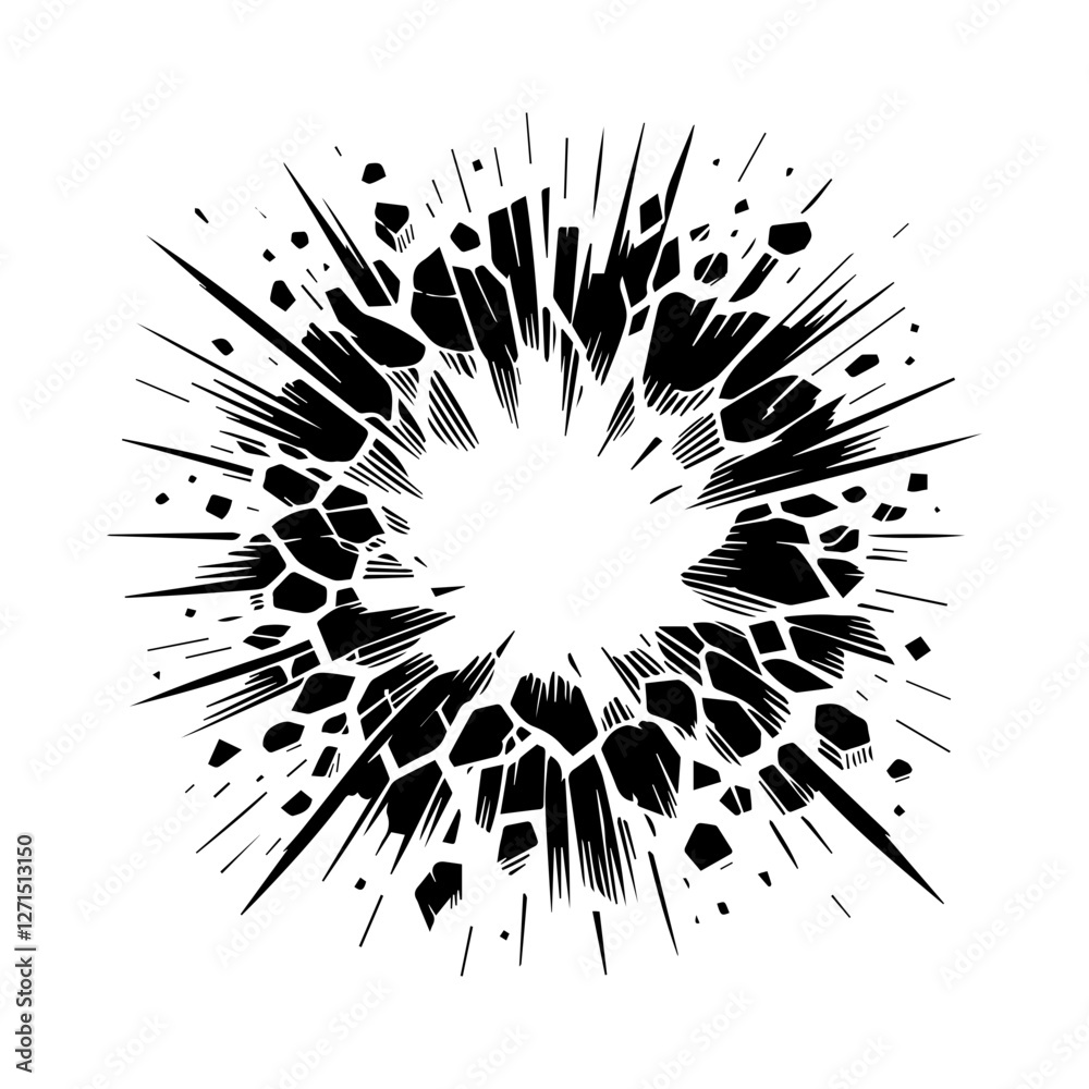  Crack and black hole in the wall or on the ground vector flat design