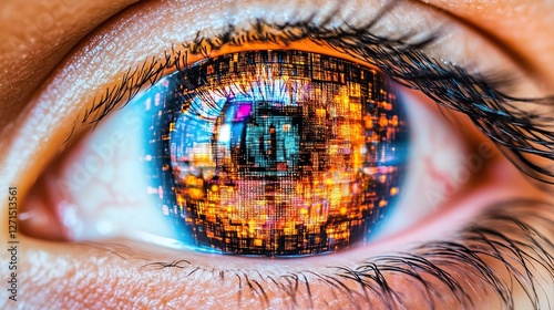 Futuristic Digital Human Eye with Enhanced Technology