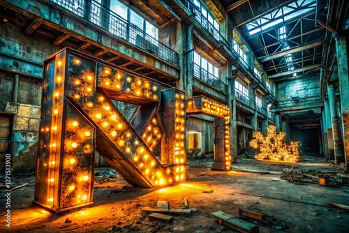 Abstract Polygonal Light Design 3D Word - Urban Exploration Photography