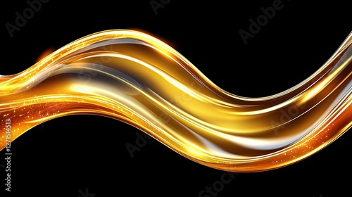 Flowing Golden Ribbon Sculpture with Dynamic Metallic Sheen