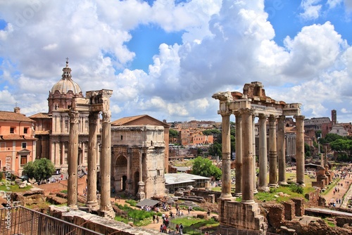 Roman Forum monument in Rome. Architecture of Rome, Italian capital city.