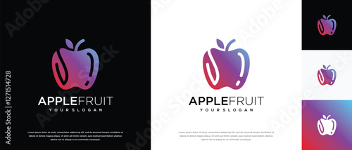Apple fruit logo design. Apple fruit logo template with leaf. Apple logo symbol icon