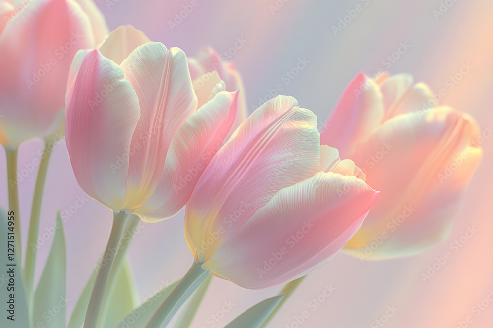 Soft pastel pink tulips in dreamy light Soft pastel pink tulips in dreamy light