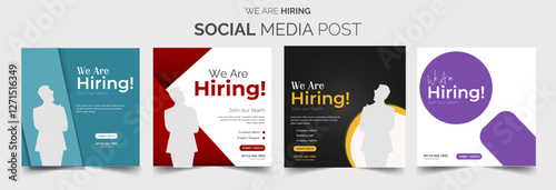 Recruitment advertising template. Recruitment Poster, Job hiring poster, social media, banner, flyer. Digital announcement job vacancies layout
