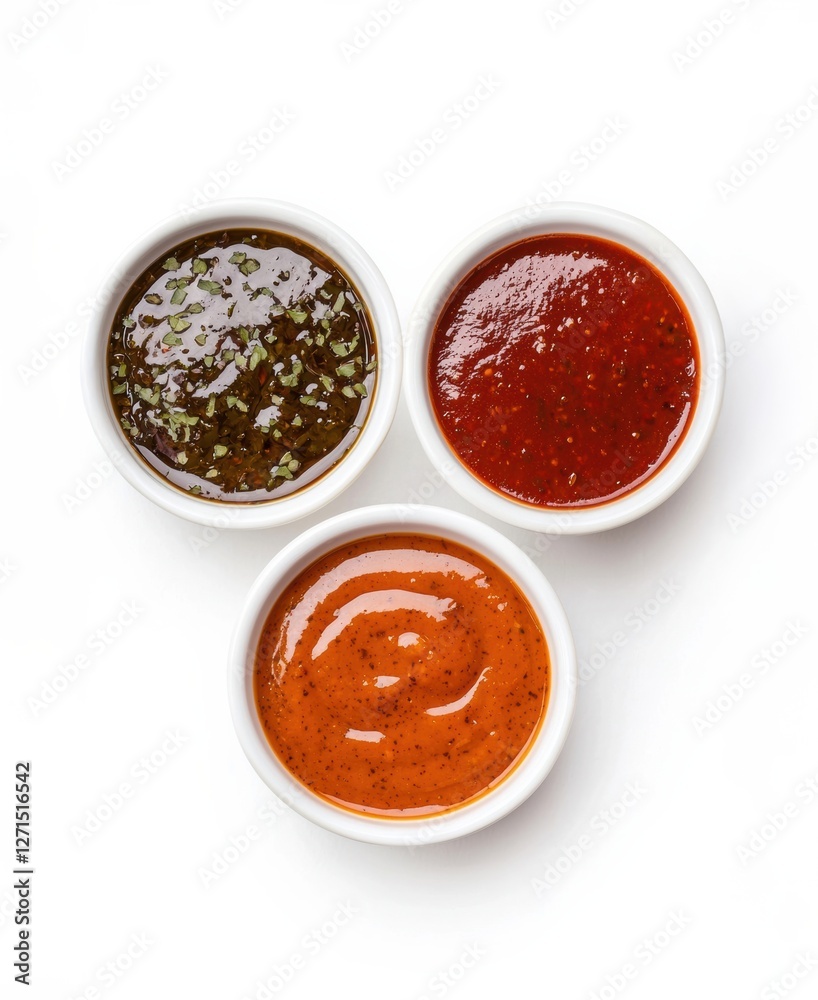 Bowls various sauces: balsamic, barbecue, and tomato sauce. Perfect for any dish. Bowls various sauces: balsamic, barbecue, and tomato sauce. Perfect for any dish.