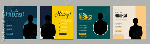Recruitment advertising template. Recruitment Poster, Job hiring poster, social media, banner, flyer. Digital announcement job vacancies layout