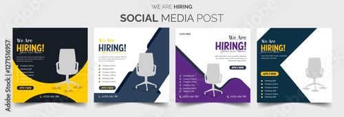 Recruitment advertising template. Recruitment Poster, Job hiring poster, social media, banner, flyer. Digital announcement job vacancies layout