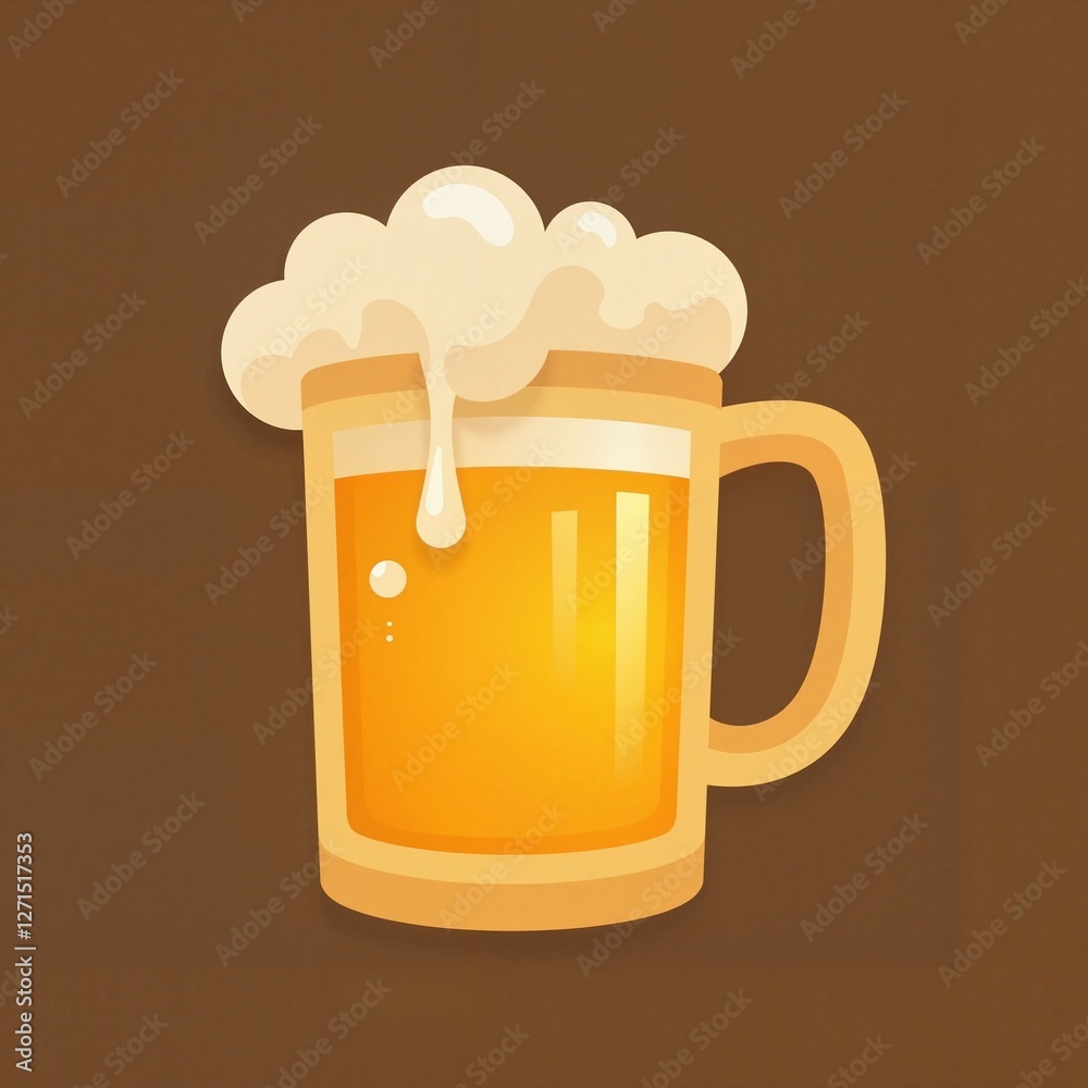 Beer mug with frothy foam on brown background Beer mug with frothy foam on brown background