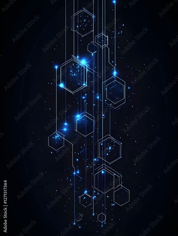 Obraz premium Abstract background with glowing lights hexagon.