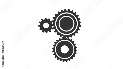Rotating Gear on White Background