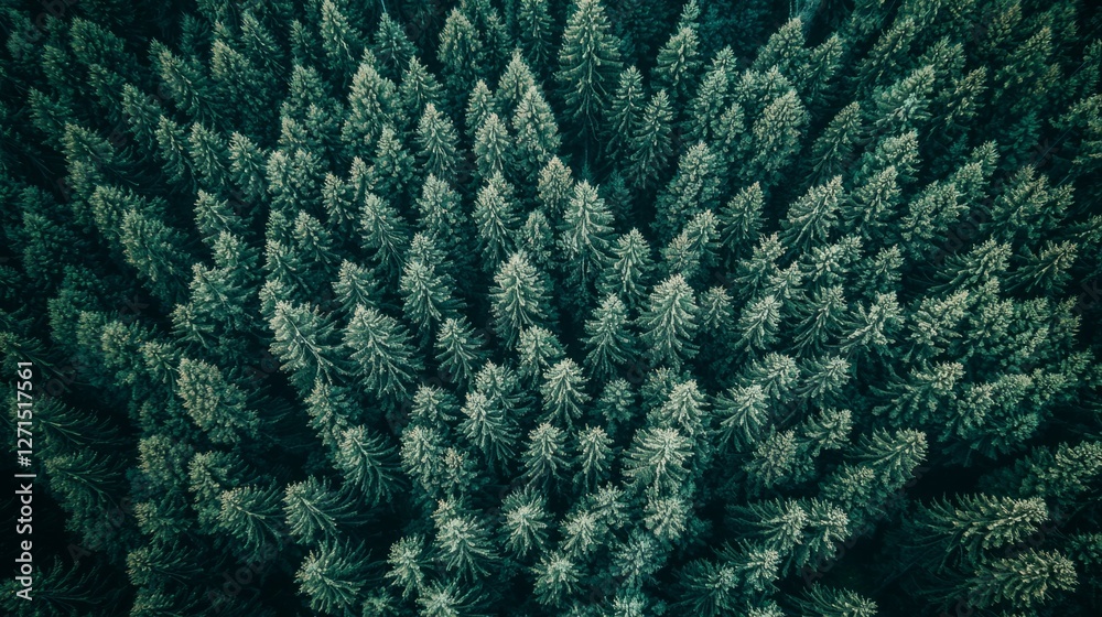 Aerial View of Dense Evergreen Trees in a Forest Landscape