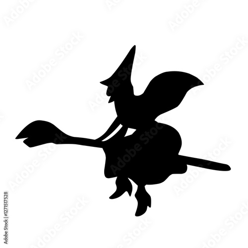 Halloween Witch on broomstick