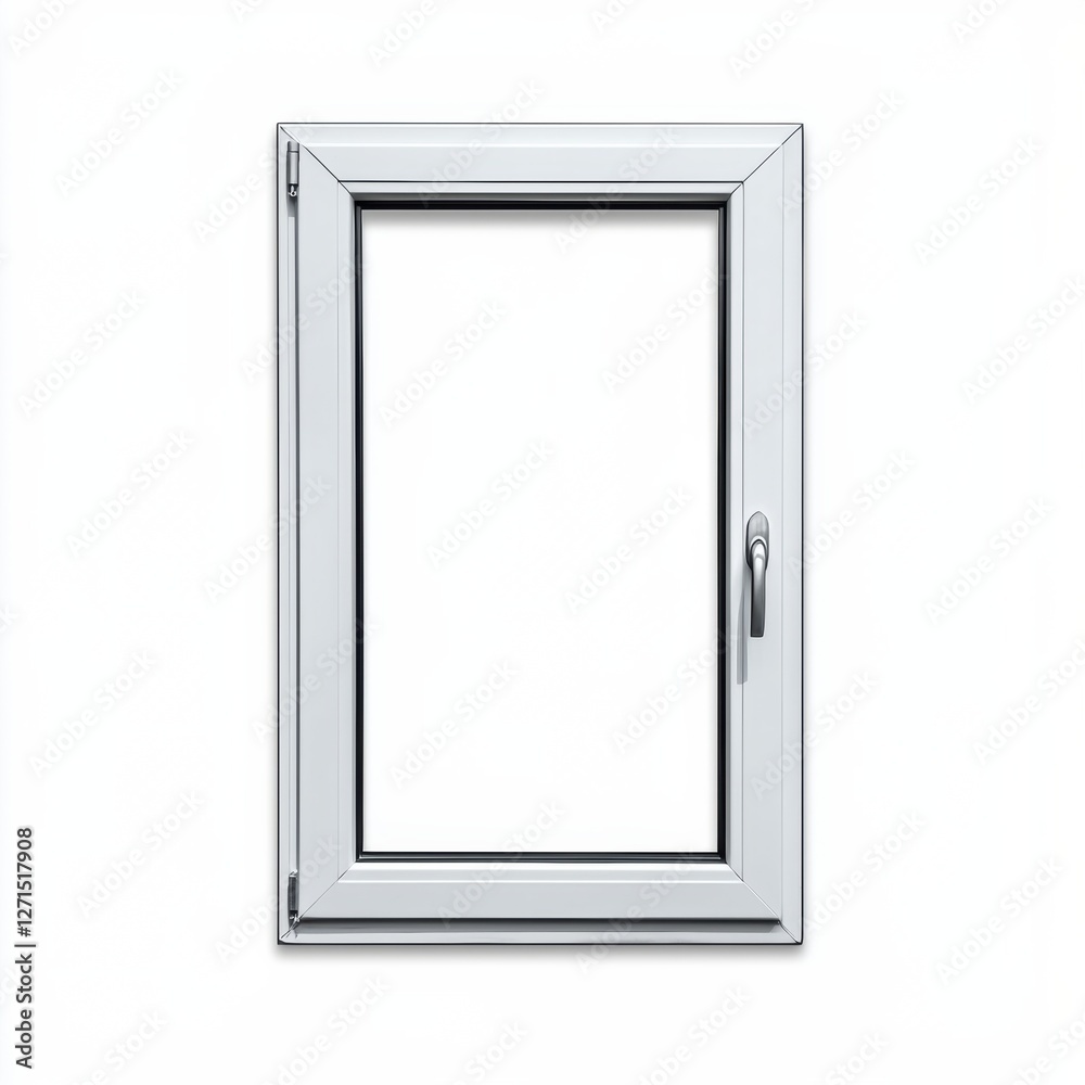 Metallic window isolated on white background, ideal for modern spaces and renovations. Metallic window isolated on white background, ideal for modern spaces and renovations.