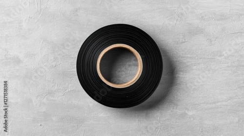 Black insulating tape on white background for various repairs. photo