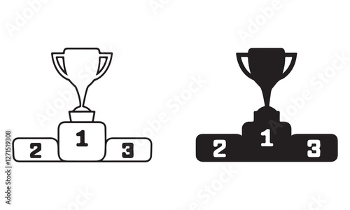 Winner podium vector icon . number one . trophy award champion sign. outline and filled version .