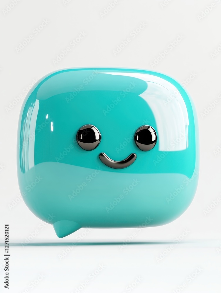 Cute Blue Speech Bubble with Smiley Face Cute Blue Speech Bubble with Smiley Face