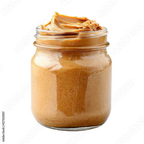Creamy Peanut Butter in Glass Jar with Smooth Texture and Delicious Appearance Perfect for Spreading on Bread or Adding to Desserts
