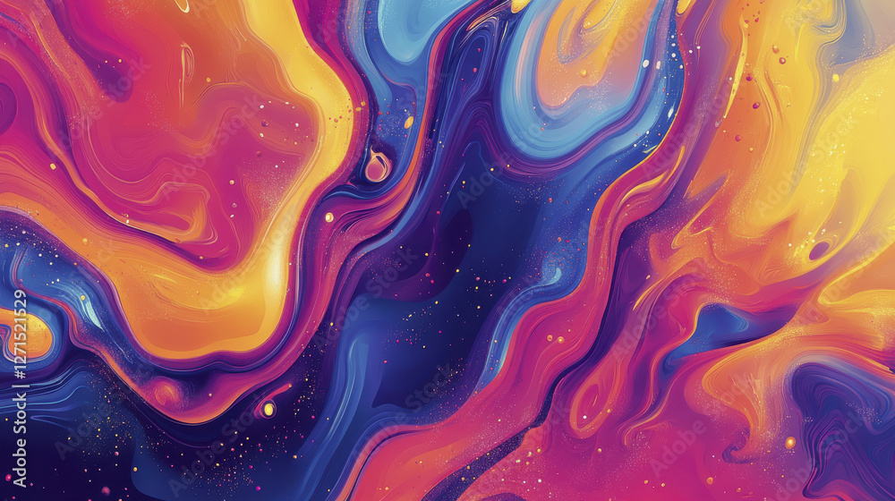 Vibrant swirling colors create mesmerizing psychedelic fluid background, showcasing blend of orange, purple, and blue hues that evoke sense of energy and creativity Vibrant swirling colors create mesmerizing psychedelic fluid background, showcasing blend of orange, purple, and blue hues that evoke sense of energy and creativity