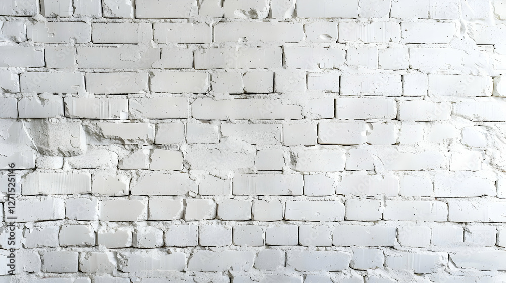 Fototapeta premium White brick wall texture with uneven surface, suitable for backgrounds and design projects (1)