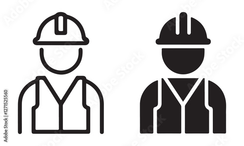 Construction worker with safety helmet vector icon . contractor supervisor . construction site .