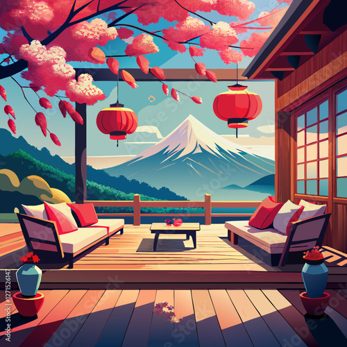 Japanese-style porch with a view