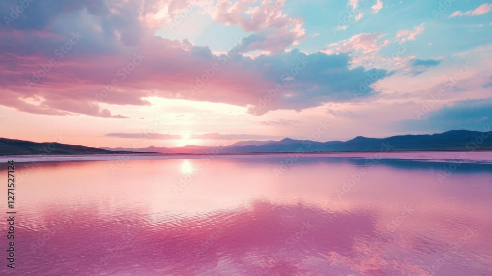 Serene Sunset Over Tranquil Lake with Pastel Sky Reflections Serene Sunset Over Tranquil Lake with Pastel Sky Reflections