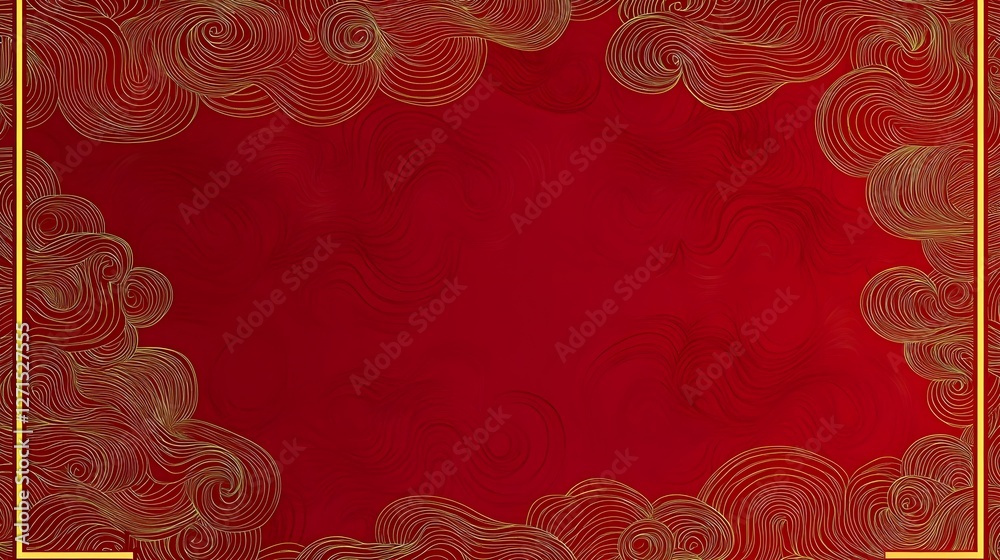 Golden asian chinese new year celebration frame background, abstract red Japanese cloud wave art pattern design backdrop, traditional lunar festival empty rectangle border wallpaper Golden asian chinese new year celebration frame background, abstract red Japanese cloud wave art pattern design backdrop, traditional lunar festival empty rectangle border wallpaper