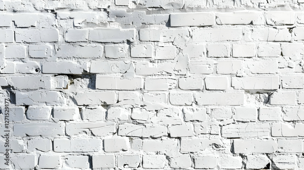 Fototapeta premium Textured white brick wall with subtle shadows, ideal for backgrounds and design projects